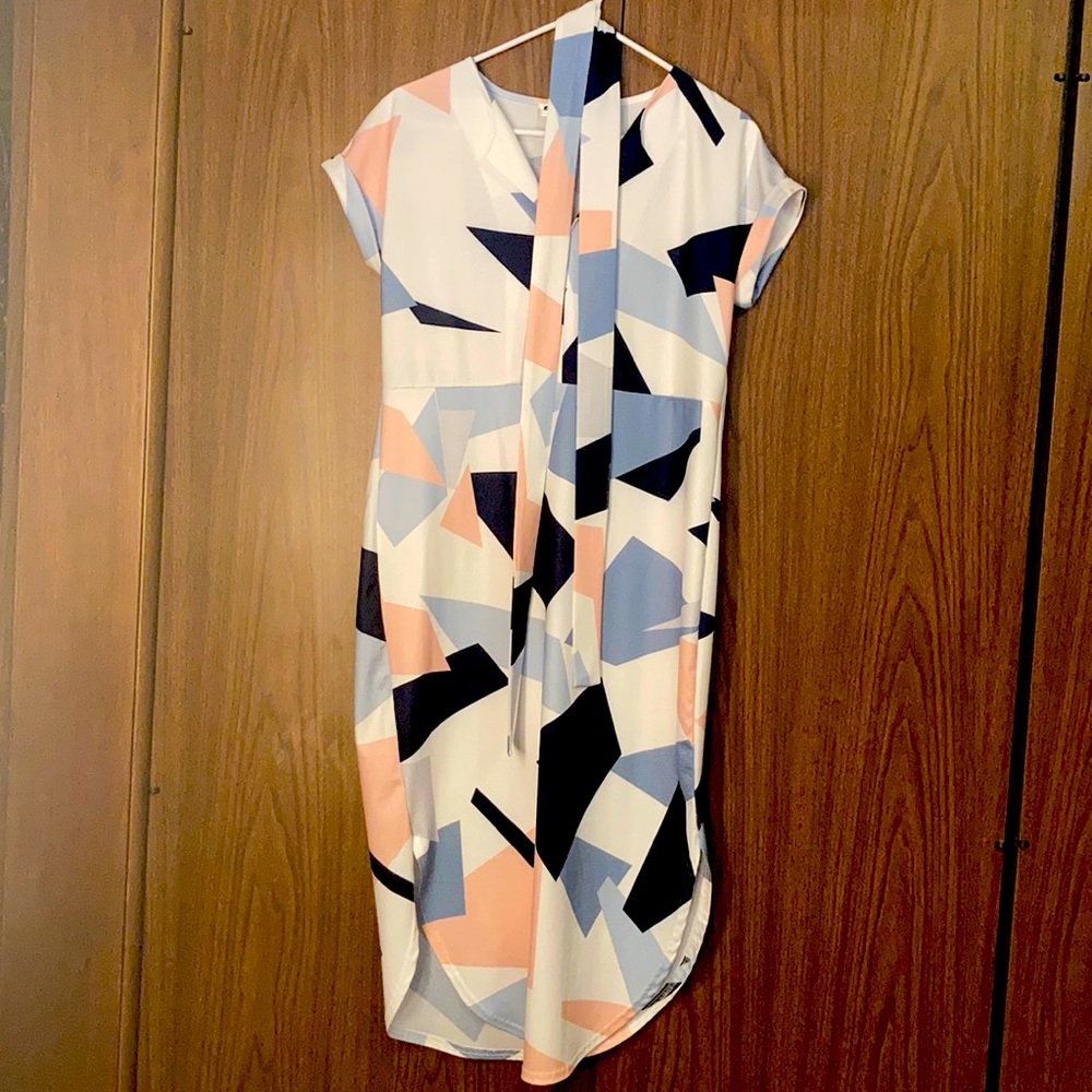 Multicolored Shirtdress with Sash